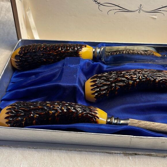 Royal Sheffield vintage carving set stainless steel Stag handles Sheffield Engla - Picture 4 of 11